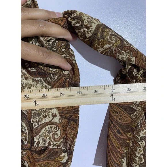 Vtg Bohemian Babydoll Top 18/20 90's Y2K Brown Paisley Fall Prairie Hippie USA - Picture 11 of 13